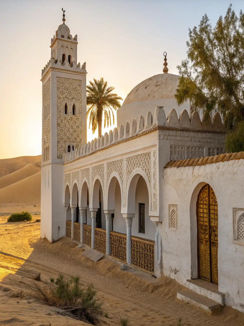 A photograph of the Alhambra palace in Granada, bathed in the golden light of sunset, symbolizing the city's rich history and cultural heritage.